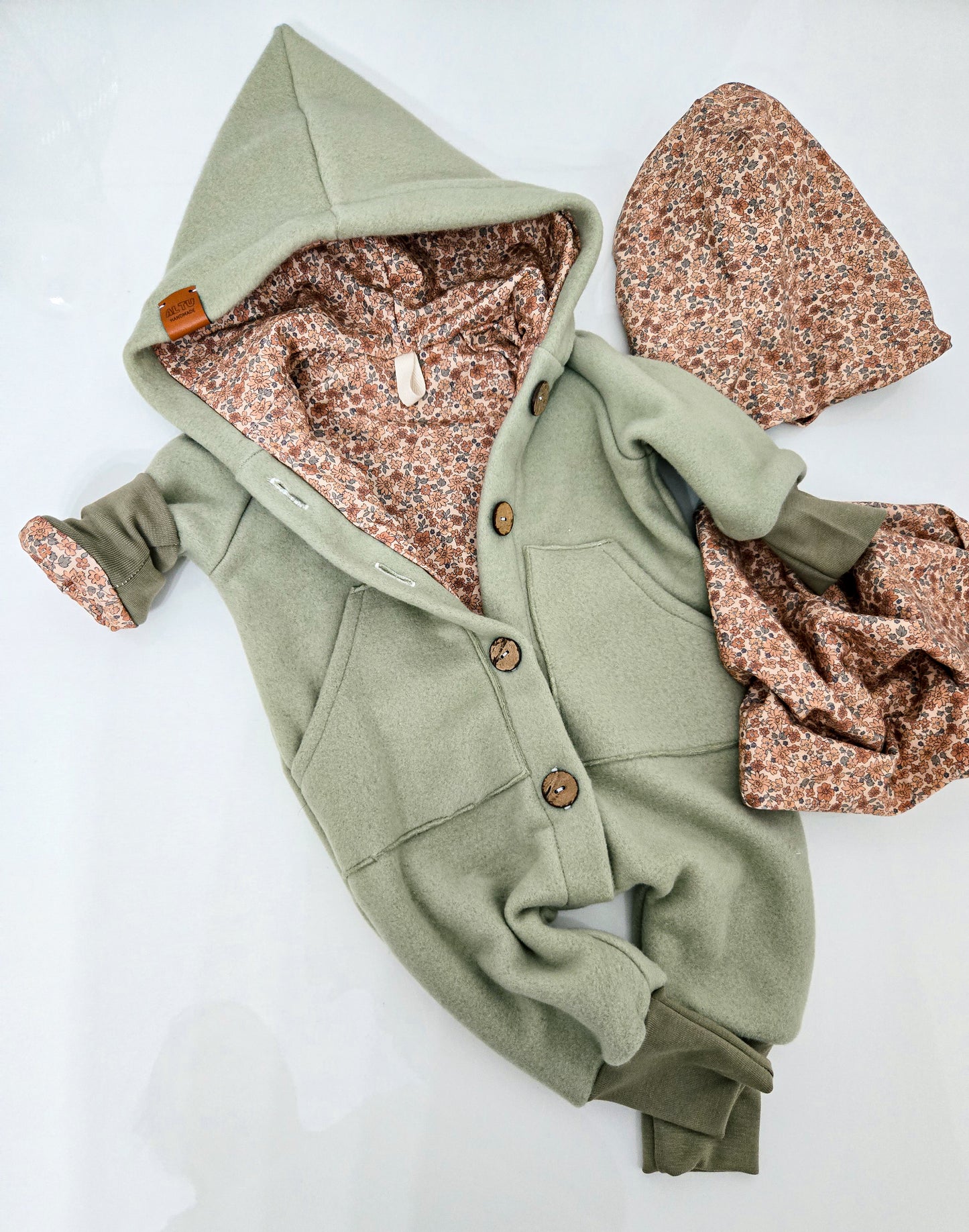 Vintage Blumen Mütze mit Loopschal