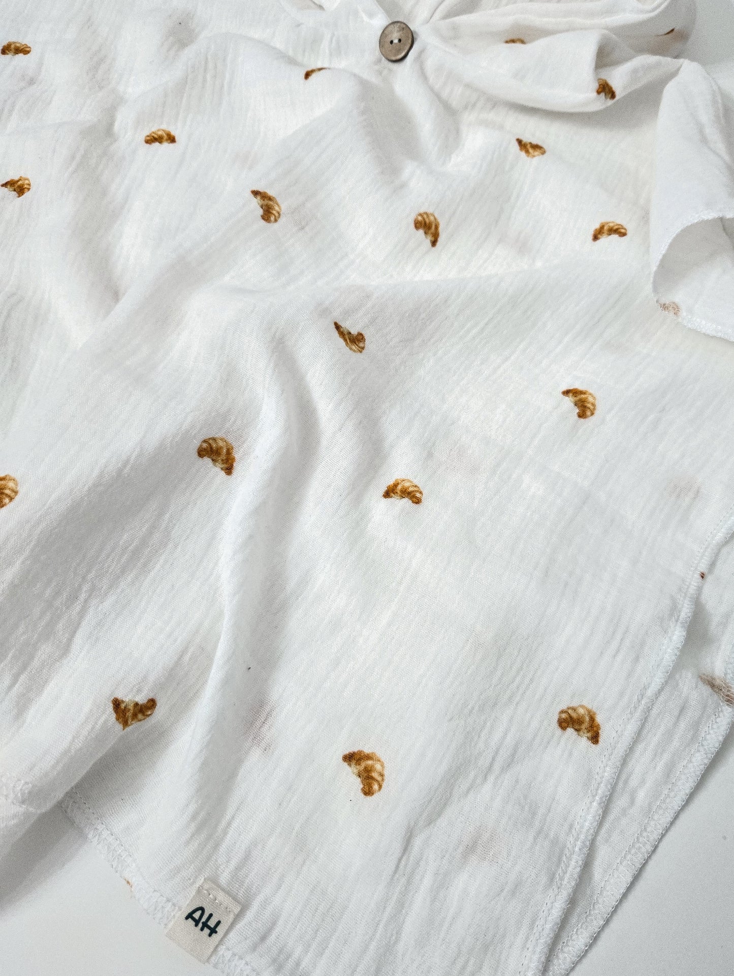 Handmade Musselin Badeponcho für Kinder - Weiß, mit Petit Croissant Muster