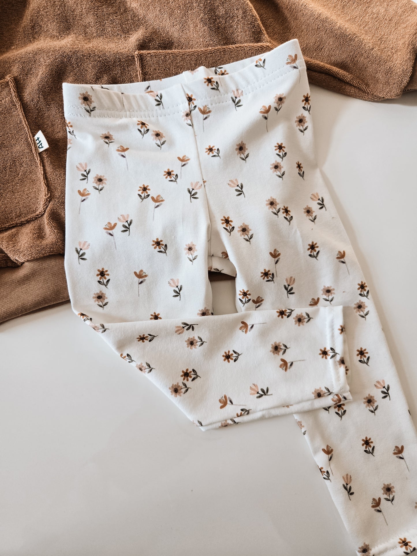 Handmade Baby - Kinder Mädchen Leggings Blumen Weiß