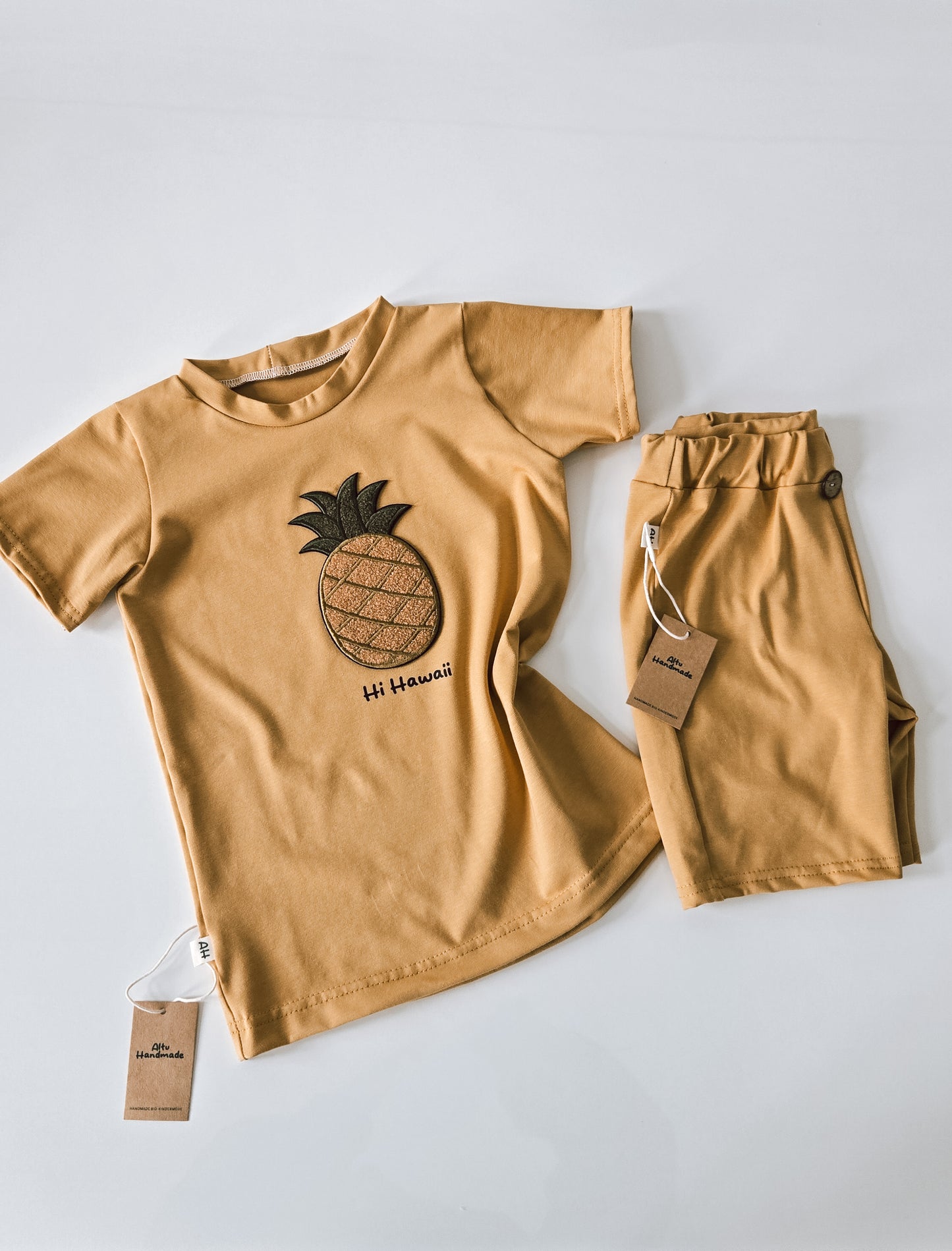 Handmade Senfgelb Shorts aus Baumwolljersey