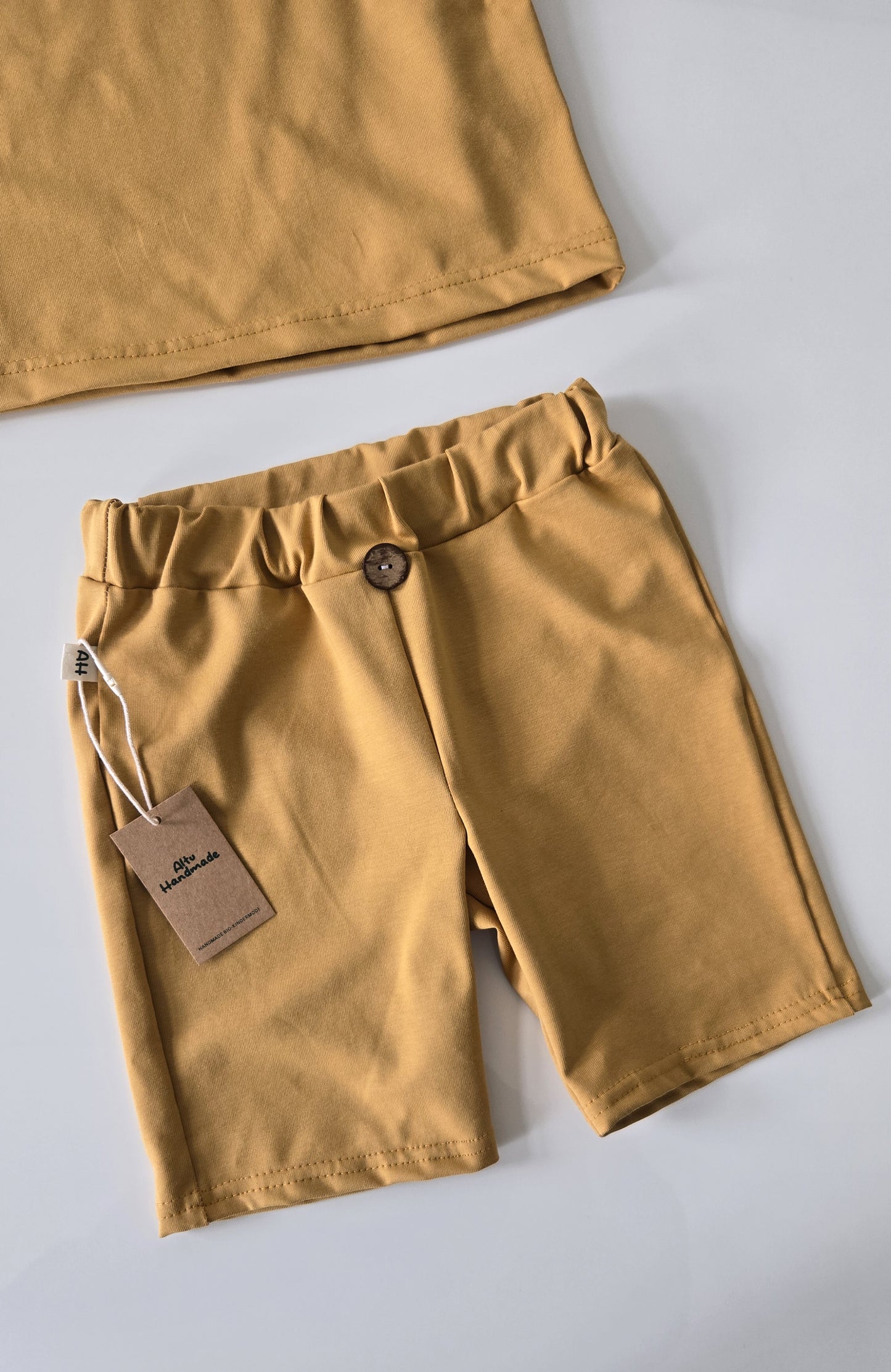 Handmade Senfgelb Shorts aus Baumwolljersey