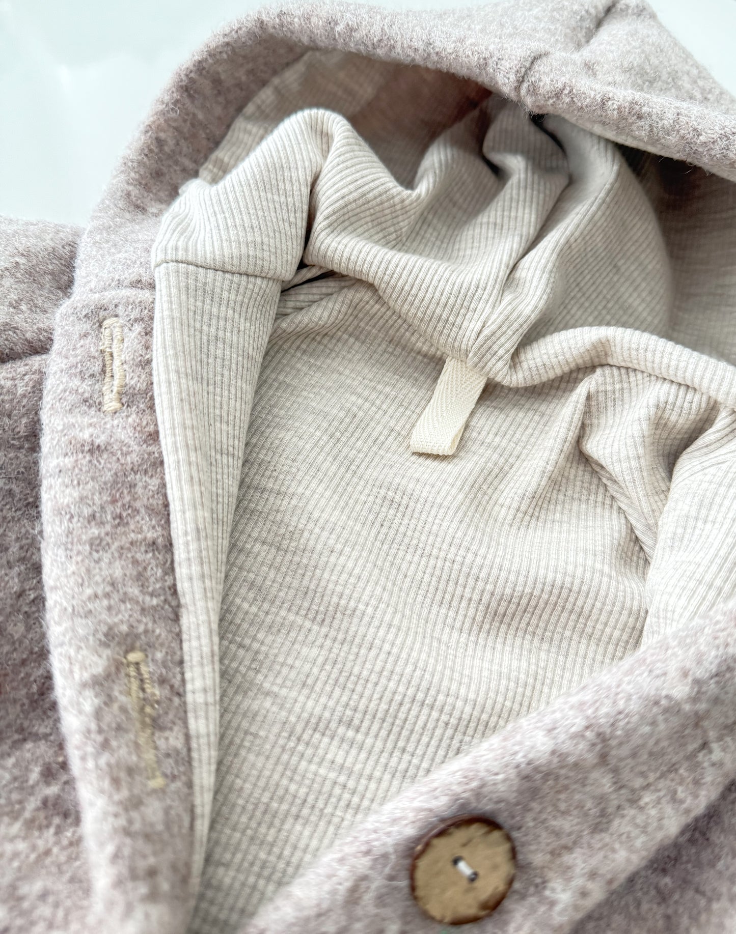 Walkoverall aus Schurwolle – Beige Meliert, mit Baumwoll-Rippjersey