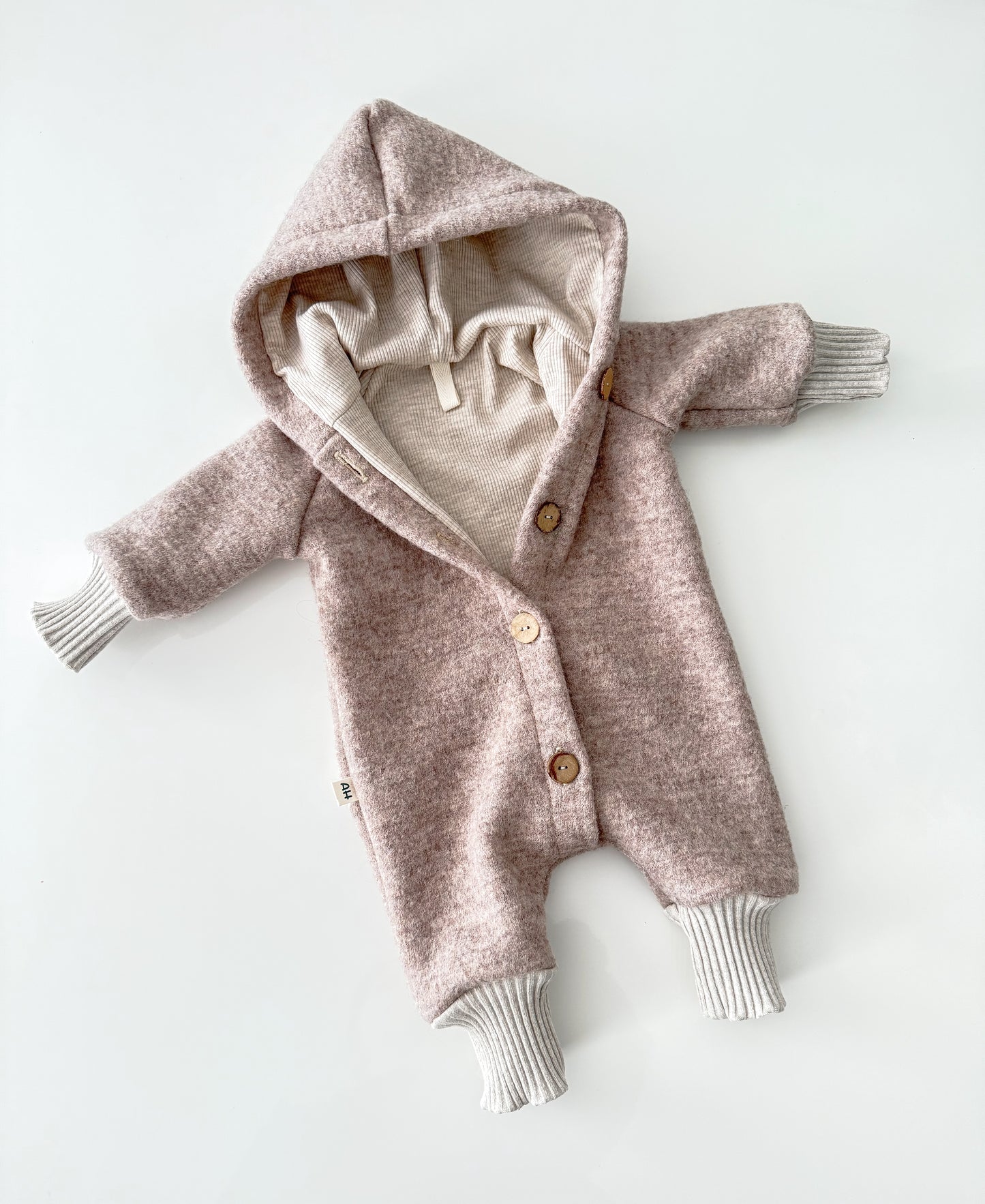 Beige Meliert Baby Walkoverall Handmade