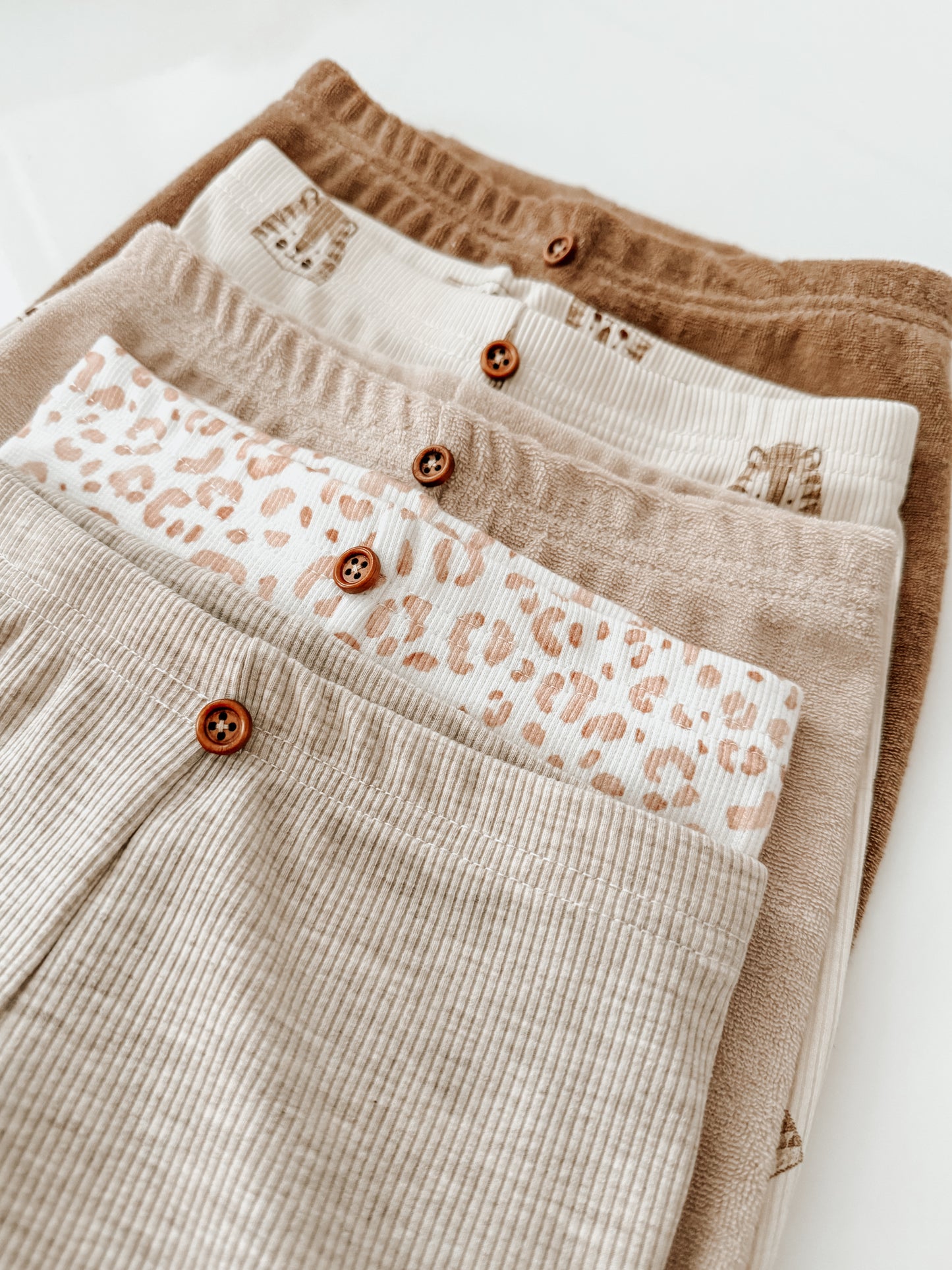 Handgemachte Baumwolle-Frottee Leggings für Babys & Kinder – in Beige oder Braun