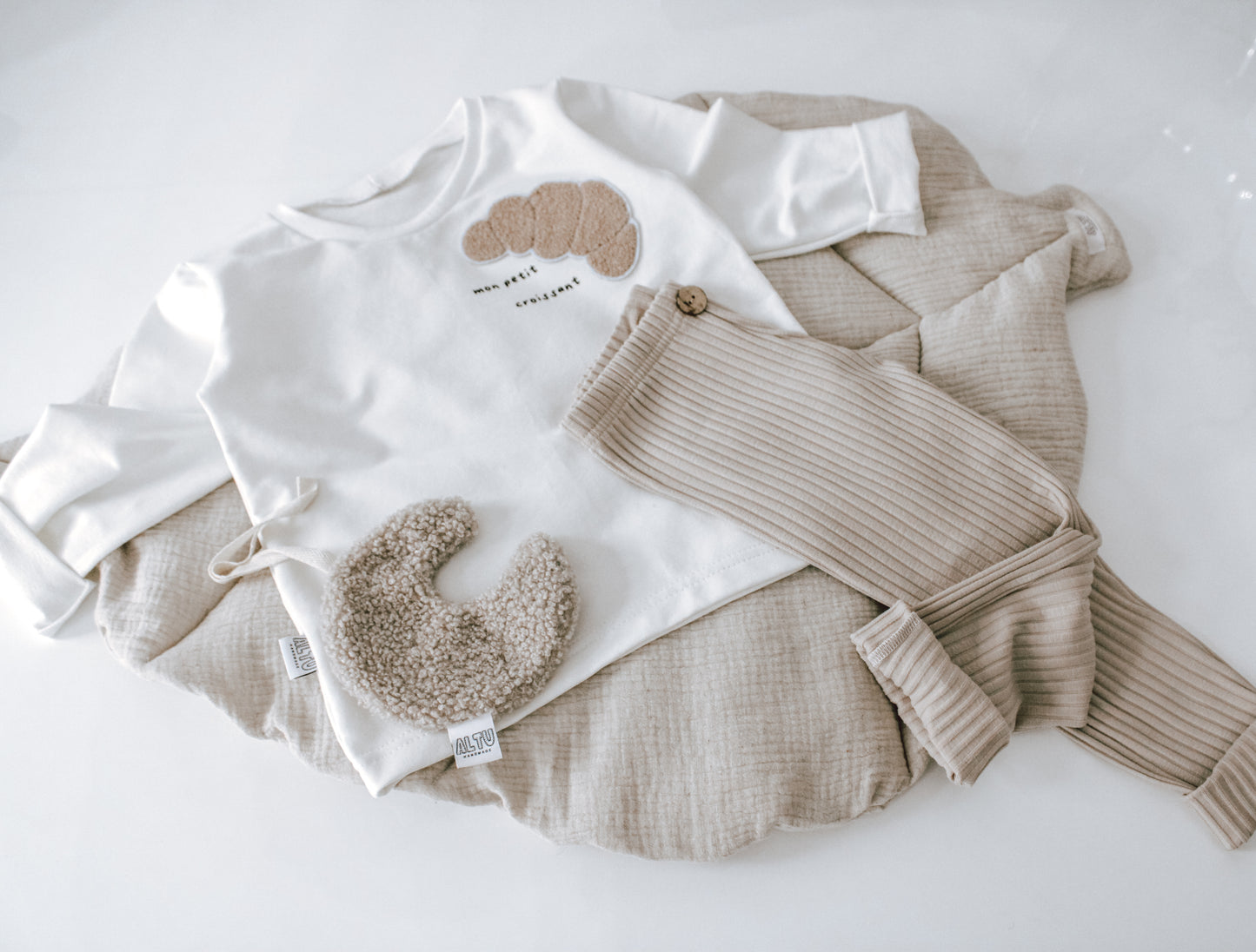 Baby Toddler neutral outfit Croissant Beige