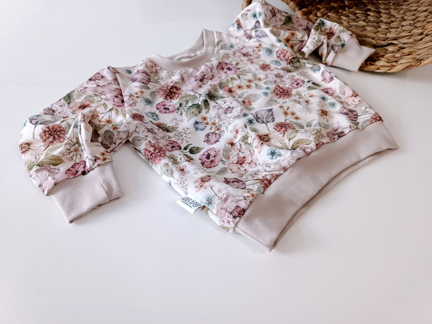 Vintage Blümen Creme Pullover Sofortkauf 80 86 92 AltuHandmade