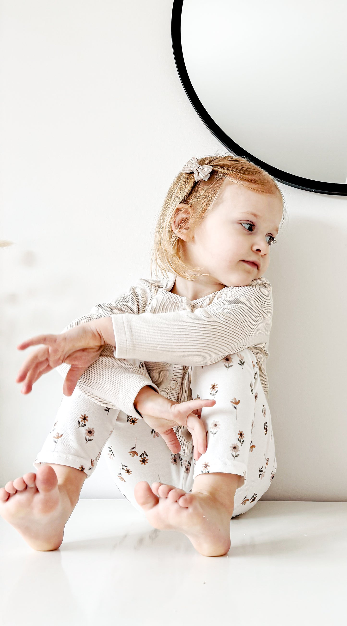 Handmade Baby - Kinder Mädchen Leggings Blumen Weiß