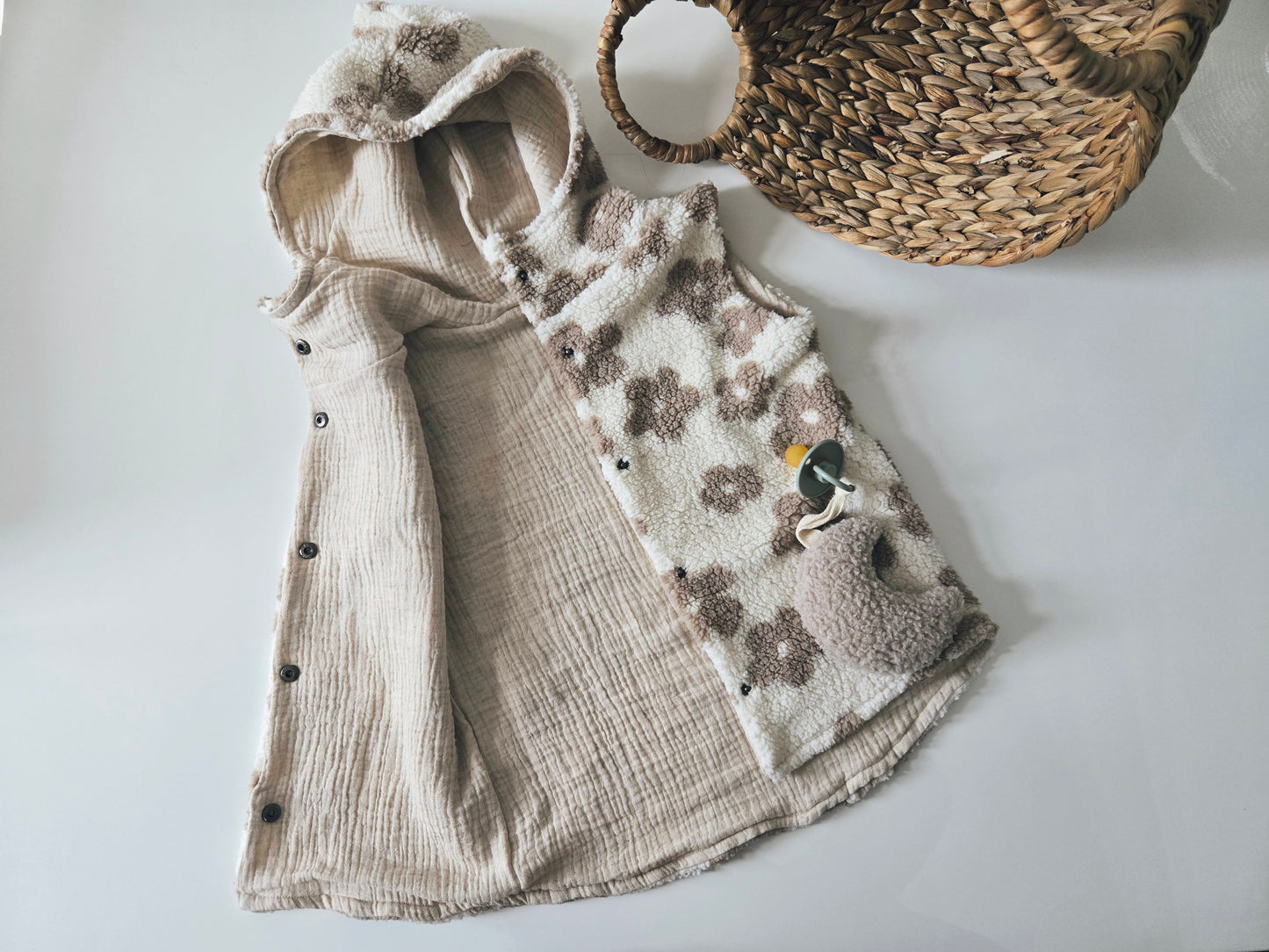 Teddyweste Boho Blümen Taupe