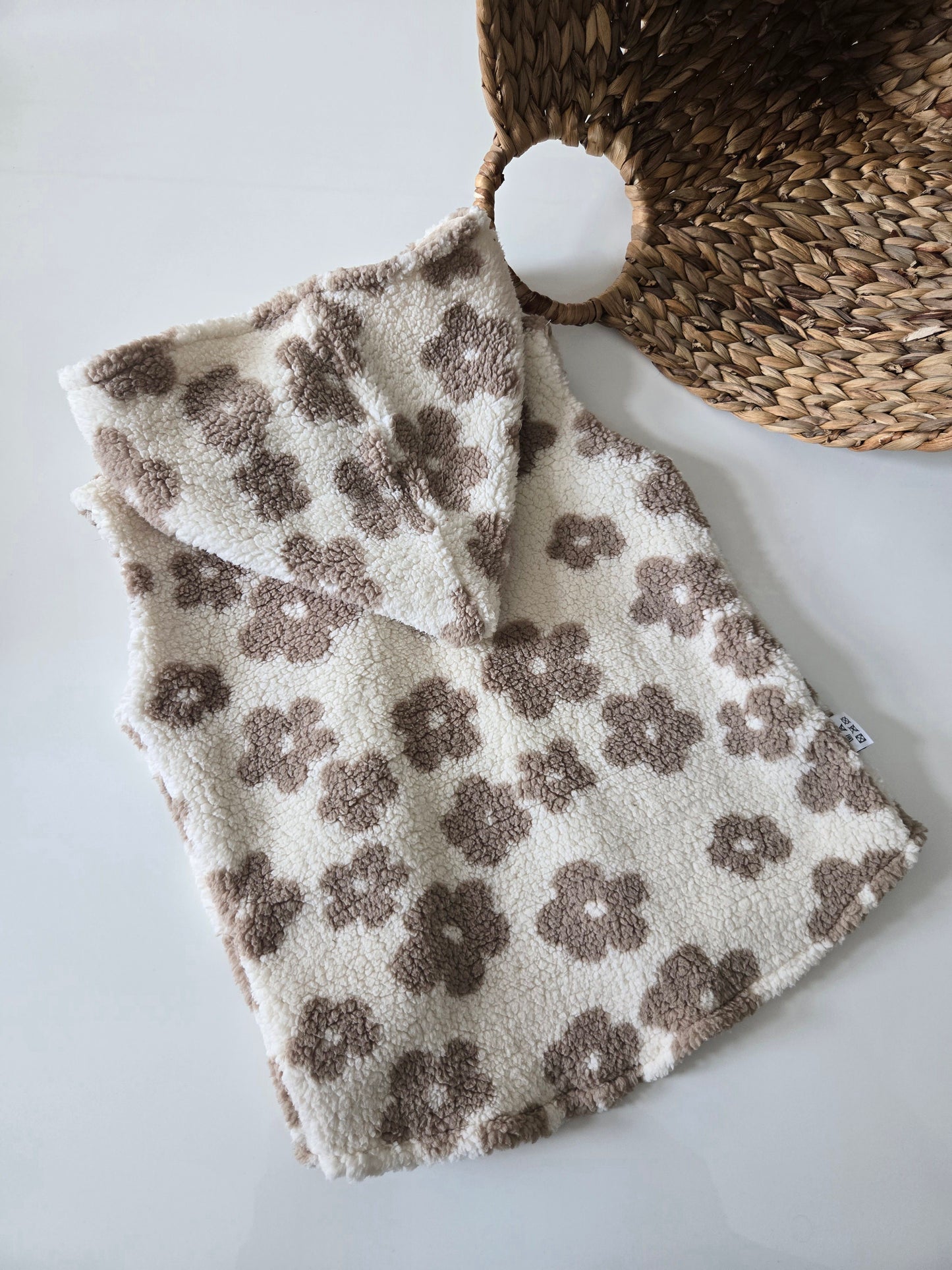 Teddyweste Boho Blümen Taupe