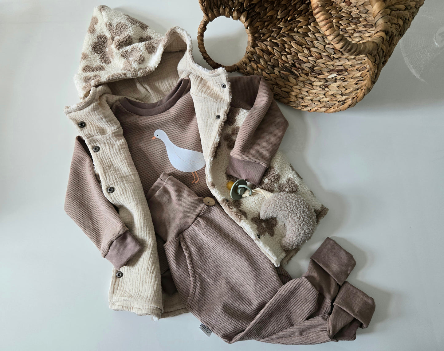 Teddyweste Boho Blümen Taupe