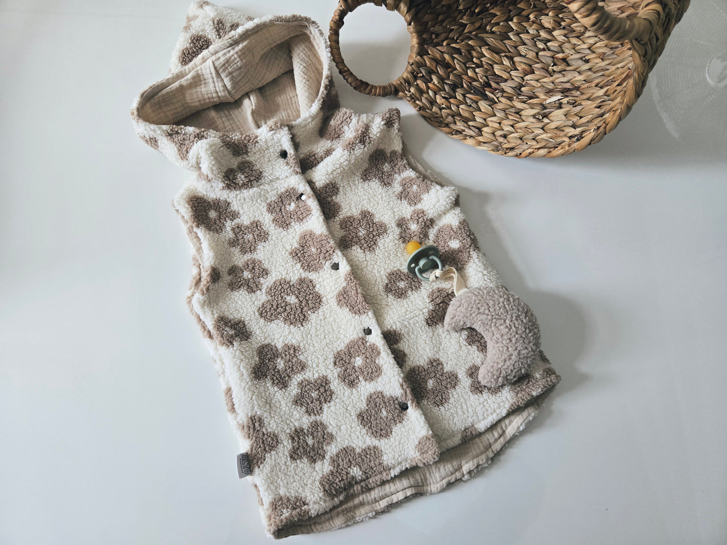 Teddyweste Boho Blümen Taupe