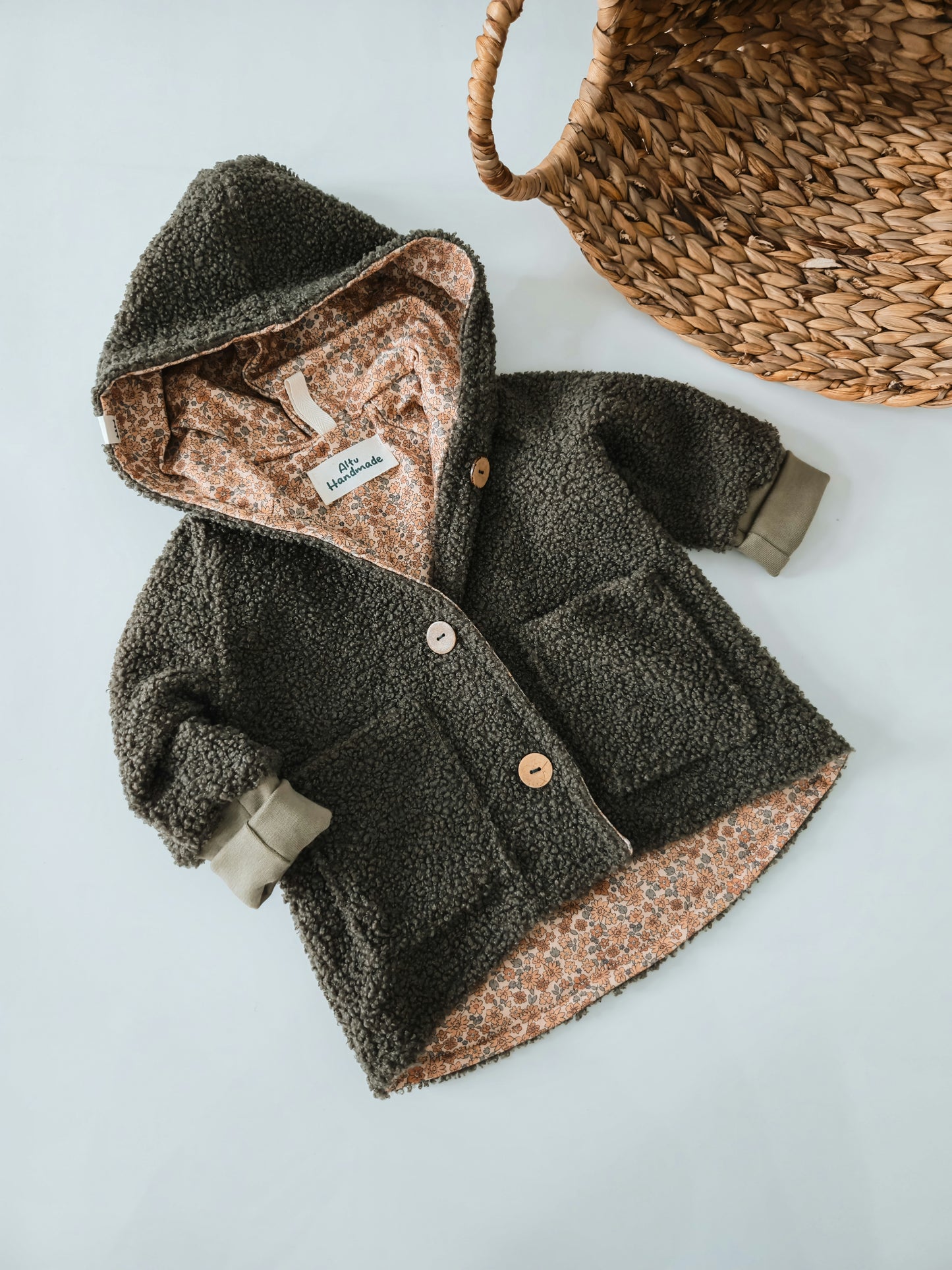 Waldgrün Teddyjacke mit Taschen für Mädchen