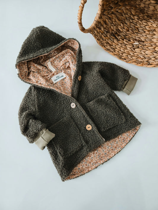 Waldgrün Teddyjacke mit Taschen für Mädchen
