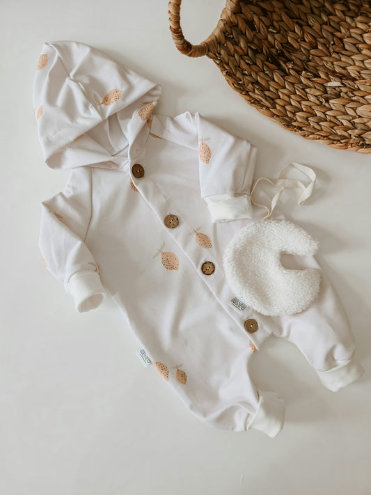 Baby Kleinkind Anzug Overall aus French Terry. Sommer Anzug. Mit Zitronen Motive, Unisex