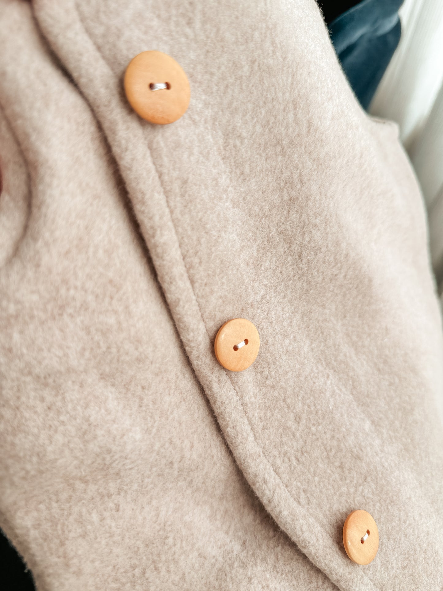 Handgemachte Kinder Baumwollfleece Weste mit Birnen Musselin | Beige