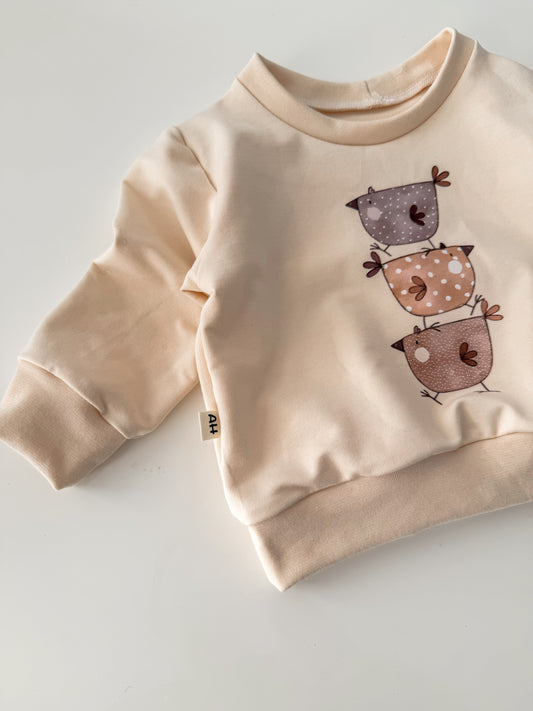 Handmade Pullover mit Hühn Motiv