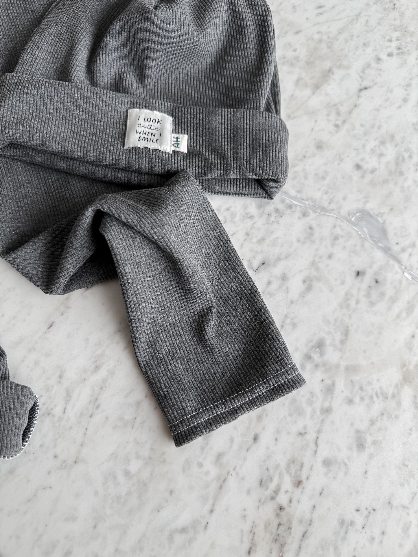 Handmade Kinder Leggings aus Rippjersey / Dunkelgrau Meliert (Mit/Ohne Kordel)