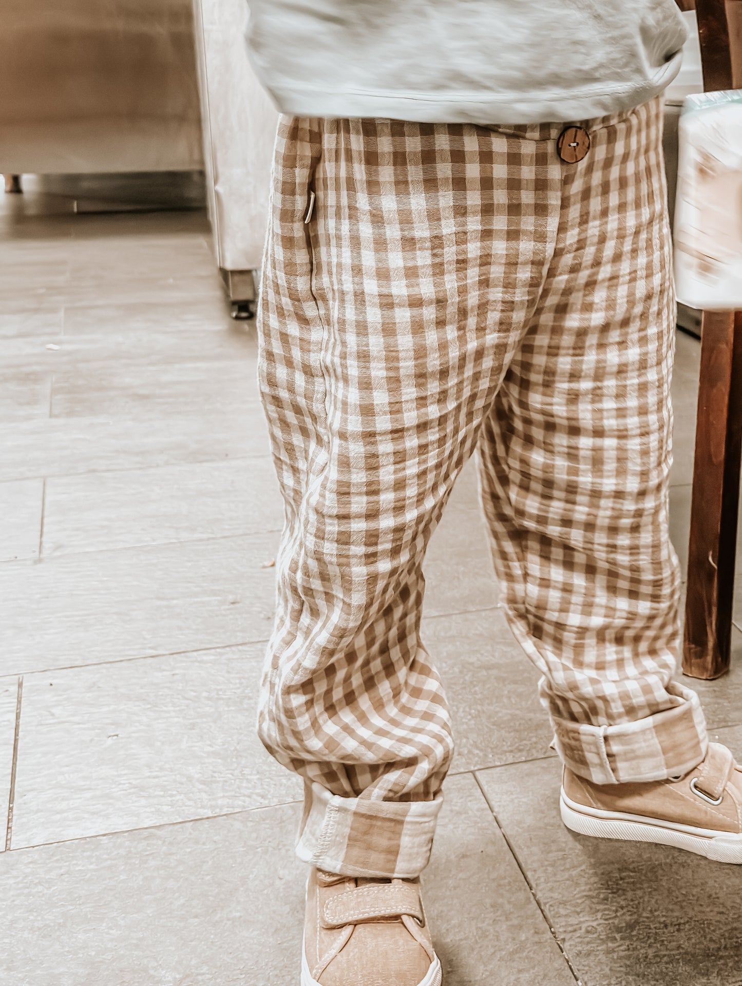 Handgemachtes Musselin Hose im Vintage Stil ( Weiß- Beige)