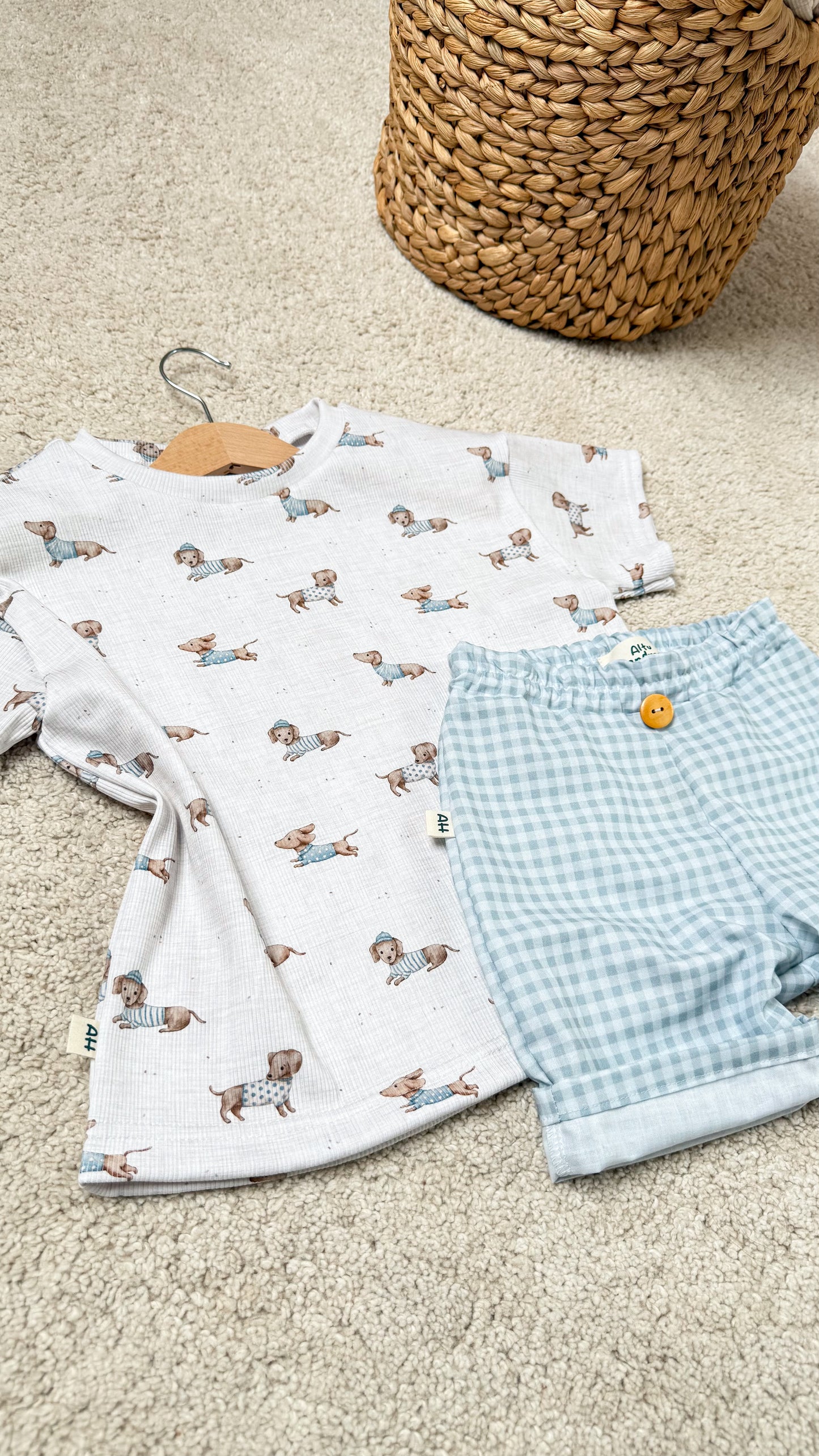 Oversize Baumwolle Rib Jersey Dackel T shirt für Kinder