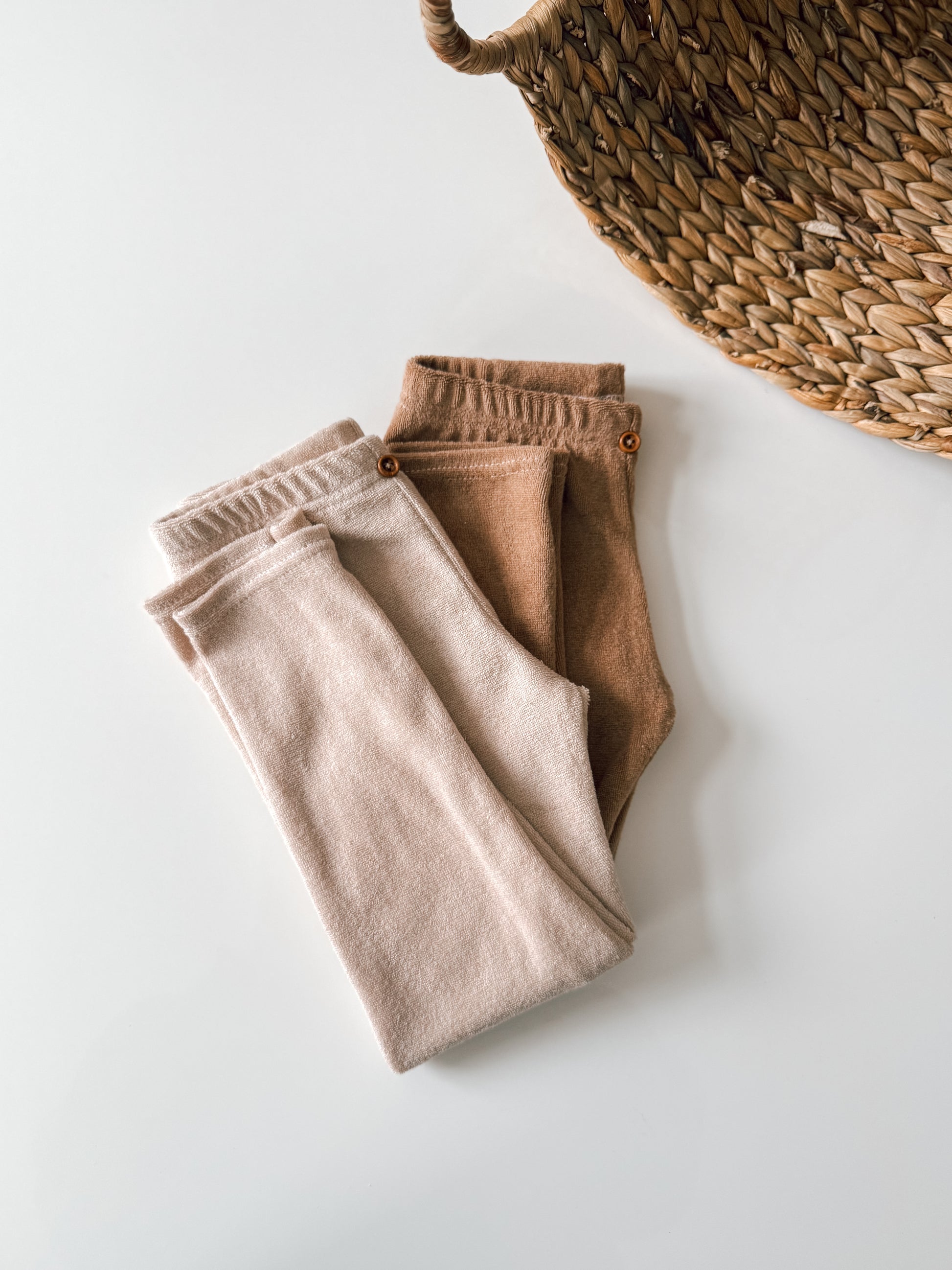 Handmade Kinder Leggings aus Frottee in Beige und Braun