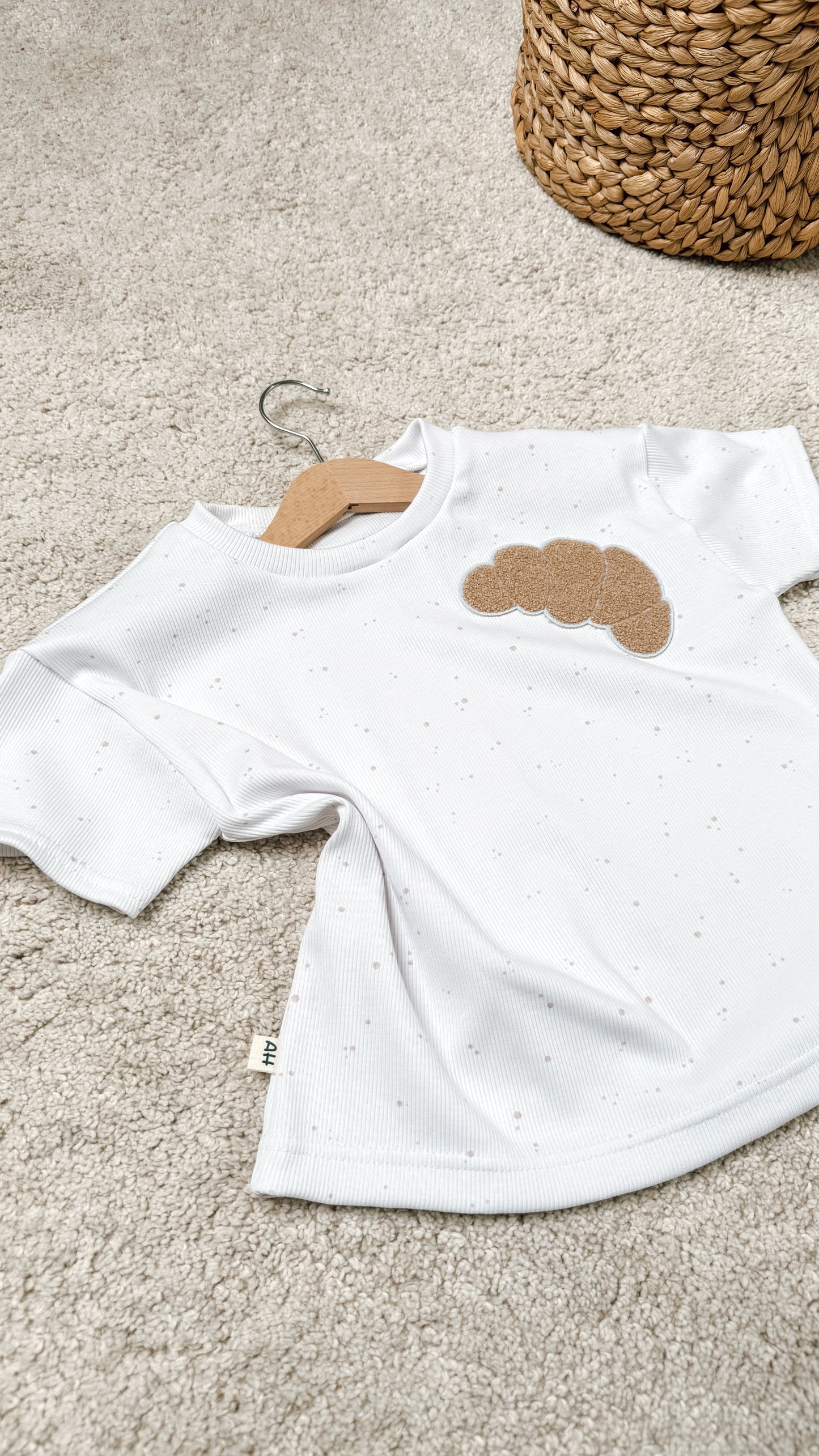 Oversize Croissant T shirt aus Baumwolle Rippenjersey