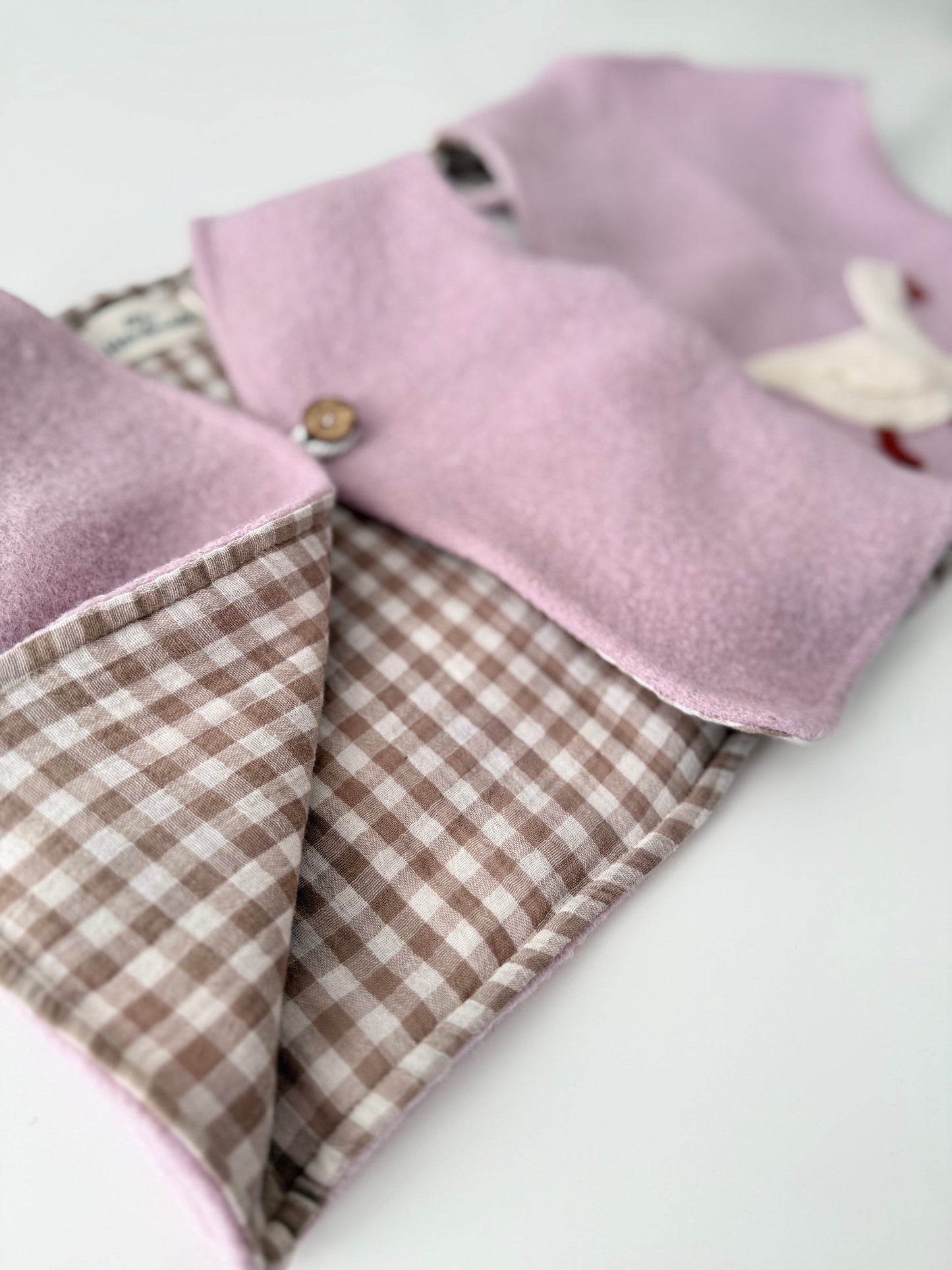 Wollwalkweste mit Gans-Motiv – Handmade (Rosa)