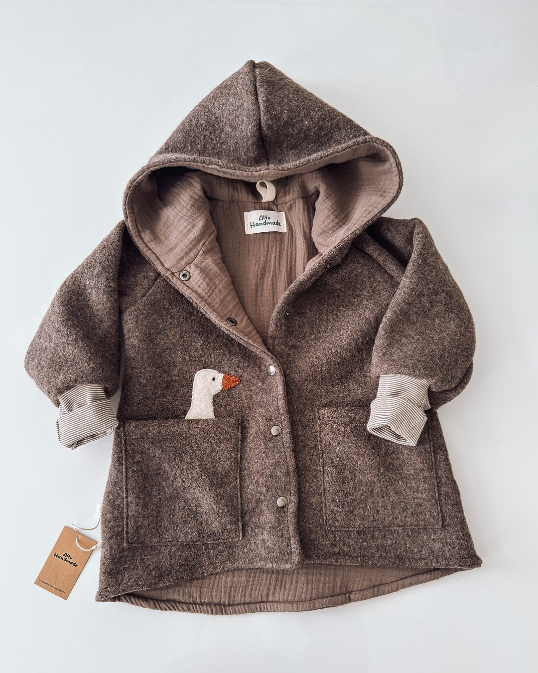 Braun Walkjacke mit Musselin Innerfutter