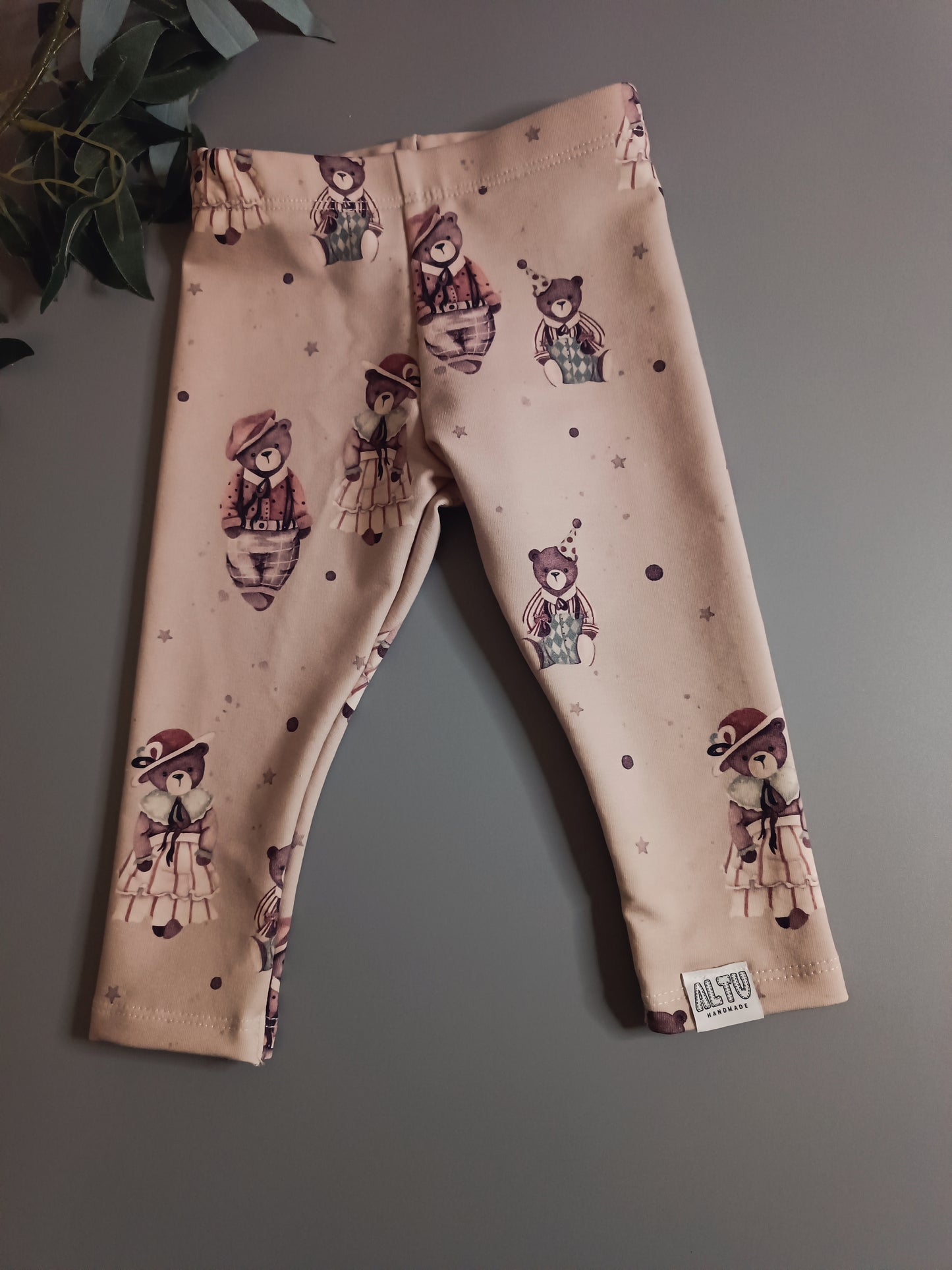 French Terry Leggings Vintage Teddy Handmade Organic Baumwolle