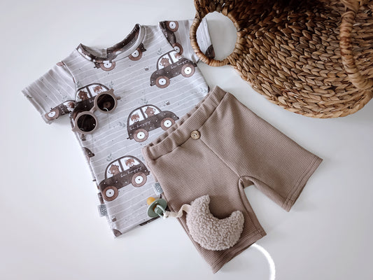 Taupe Waffeljersey Shorts