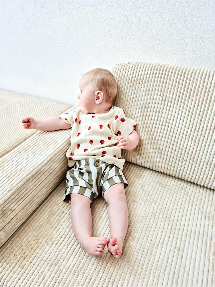 Rippjersey T Shirt Erdbeeren