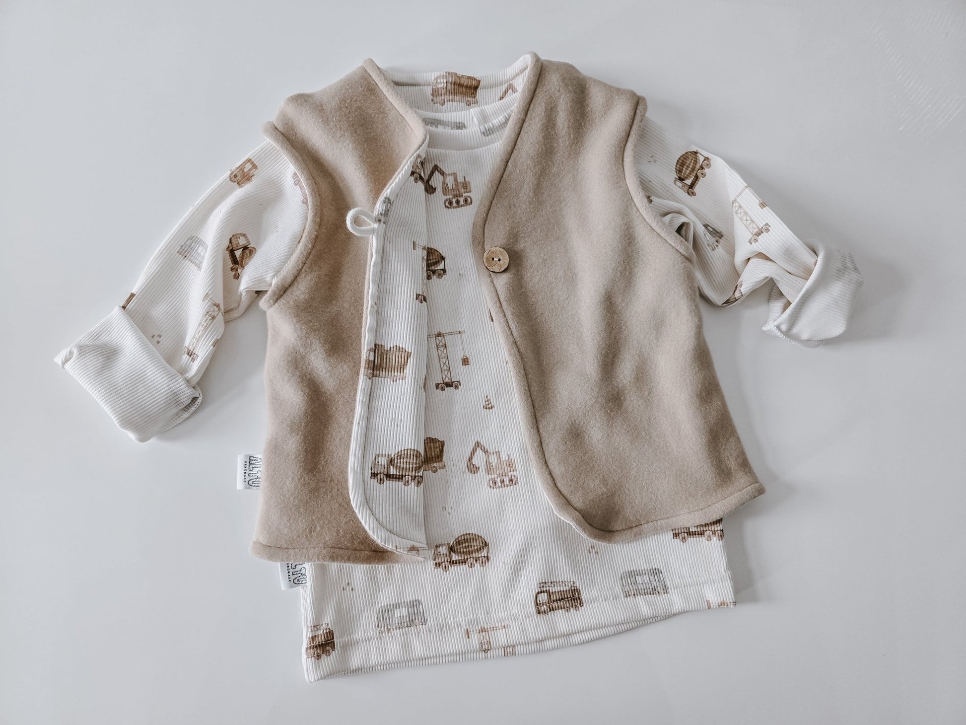 Baumwollfleece Weste für Kinder Beige - AltuHandmadeAltuHandmadeBaumwollfleece Weste für Kinder Beige