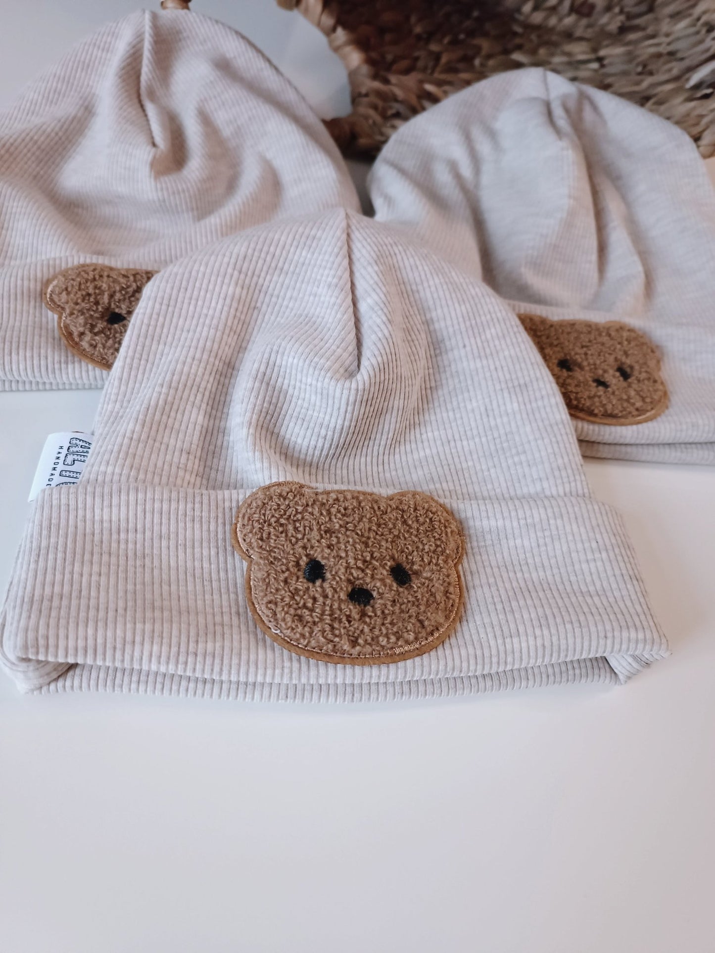 Beige Rippjersey Beanie Teddy - AltuHandmade AltuHandmade Beige Rippjersey Beanie Teddy