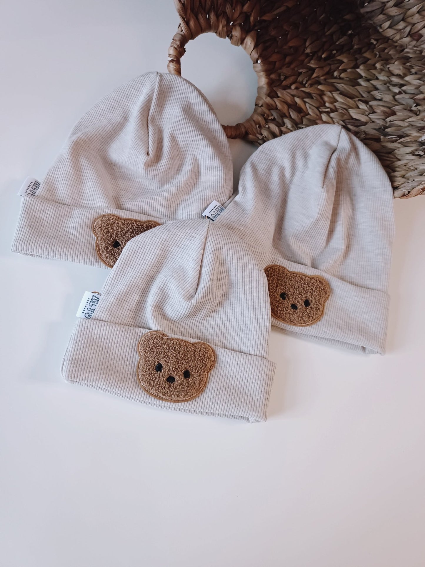 Beige Rippjersey Beanie Teddy - AltuHandmade AltuHandmade Beige Rippjersey Beanie Teddy