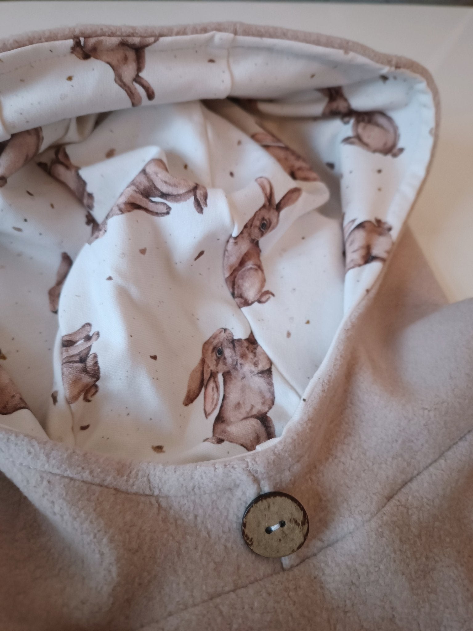 Bio Baumwollfleece Poncho Hase Sofortkauf 98/104 Handmade - AltuHandmadeAltuHandmadeBio Baumwollfleece Poncho Hase Sofortkauf 98/104 Handmade