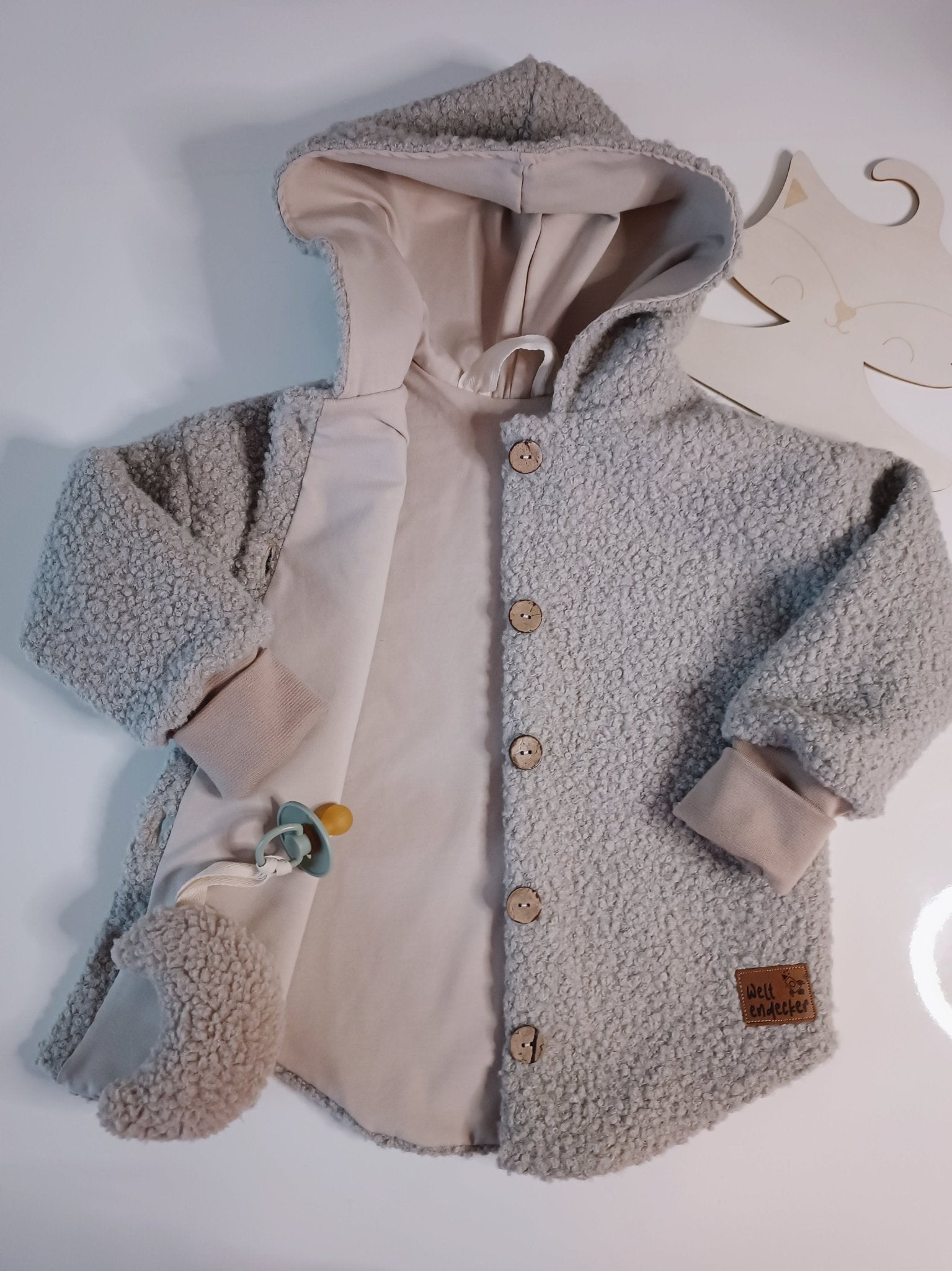 Bouclè Teddy Jacke - Mantel Beige für Baby's und Kleinkinder Handmade - AltuHandmadeAltuHandmadeBouclè Teddy Jacke - Mantel Beige für Baby's und Kleinkinder Handmade