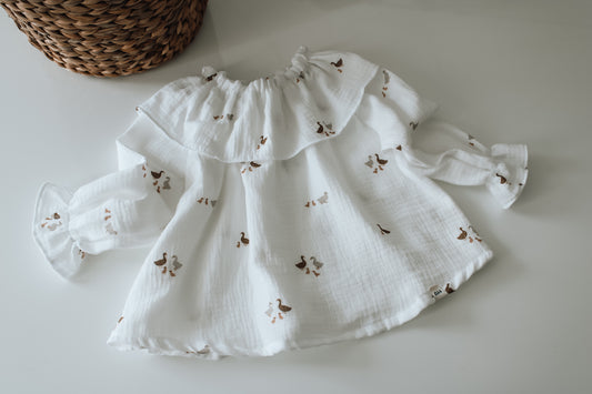 Musselin mädchen tunika - Bluse mit Enten Motiv