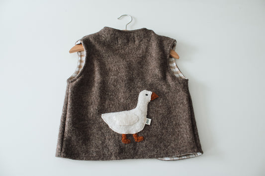 Wollwalkweste mit Gans Motiv