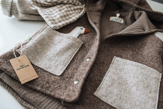 Kinder Walkjacke mit Gans Motive und mit Taschen